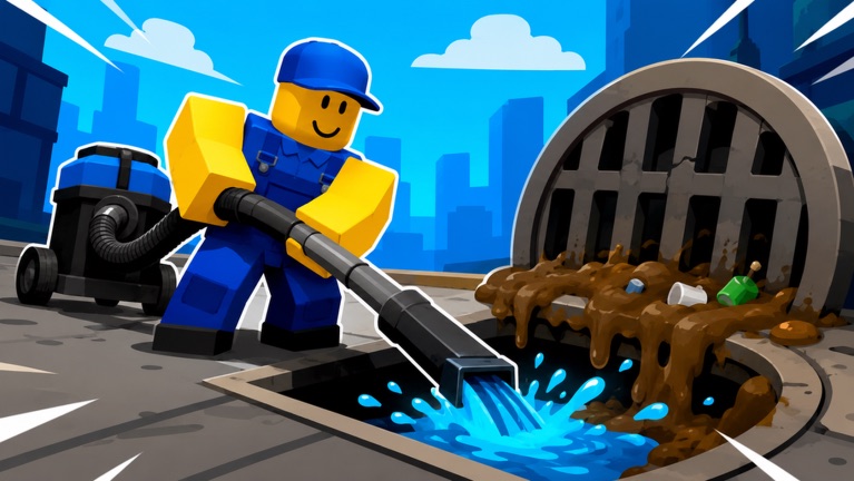 Roblox promotional thumbnail for Drain Simulator